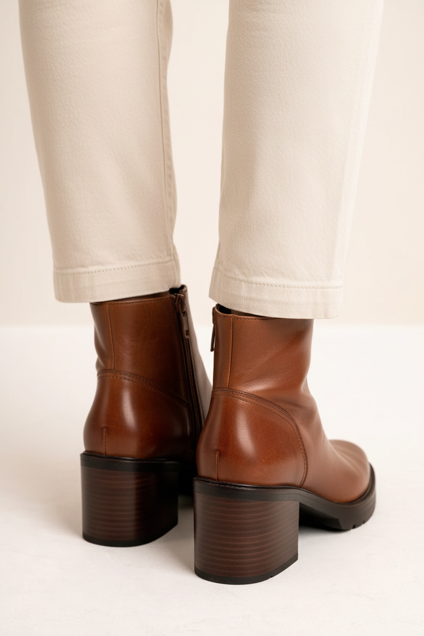 Classic Brown Leather Ankle Boots
