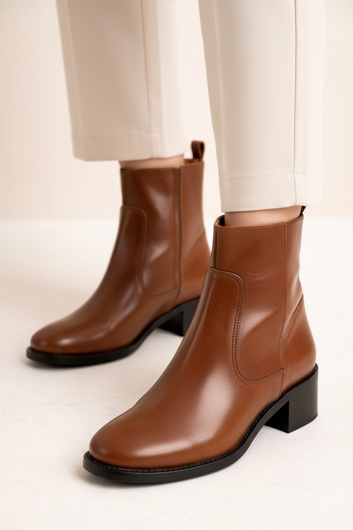 Classic Brown Leather Ankle Boots