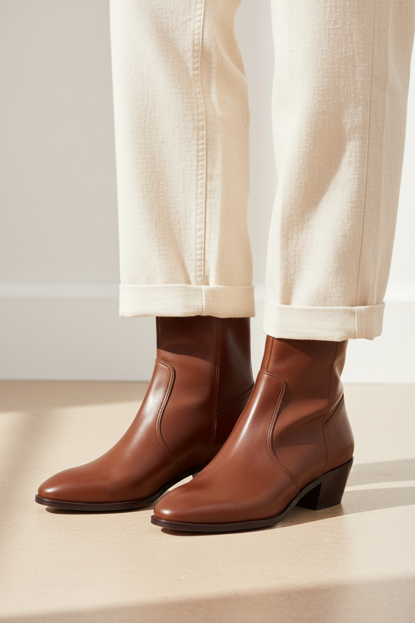 Classic Brown Leather Ankle Boots