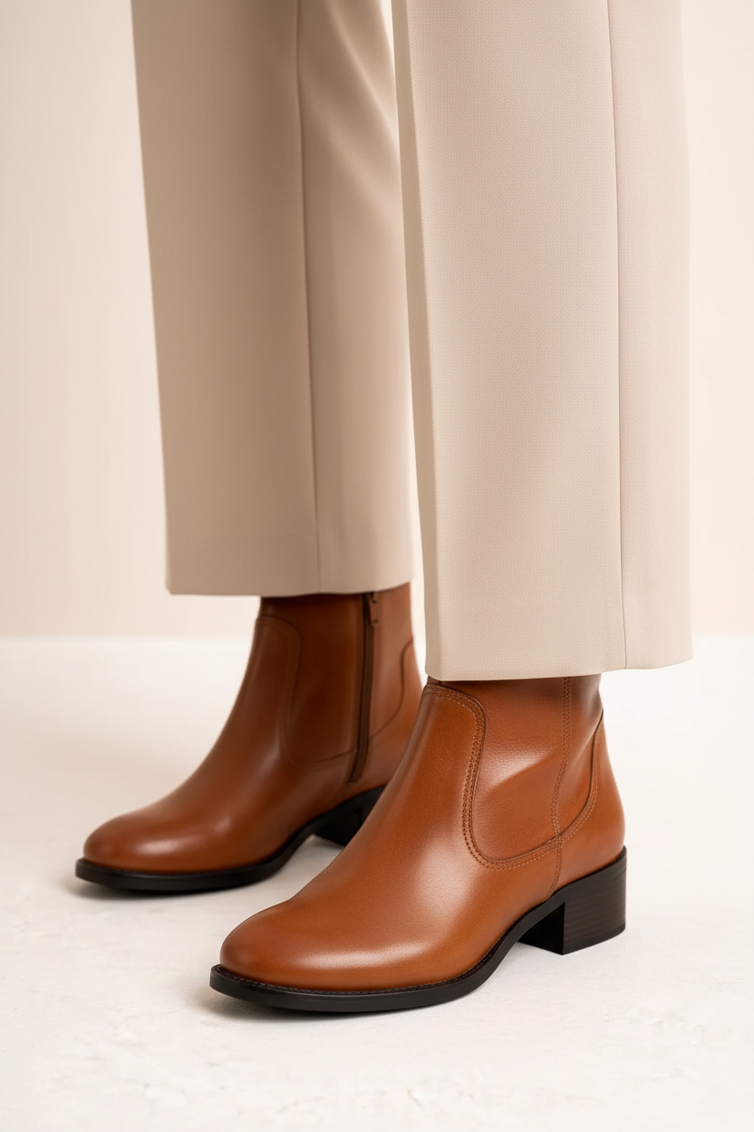 Classic Brown Leather Ankle Boots