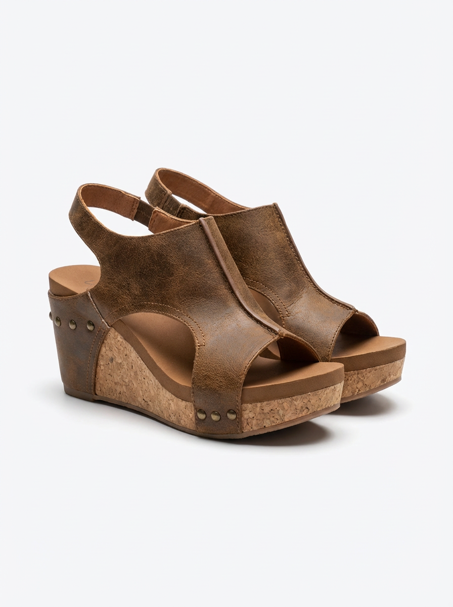 Tina women's contoured support heeled sandal with ergonomic footbed and stable low heel
