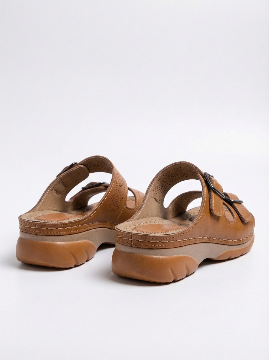SoleEase women's ergonomic leather sandal with adjustable strap and durable non-slip sole