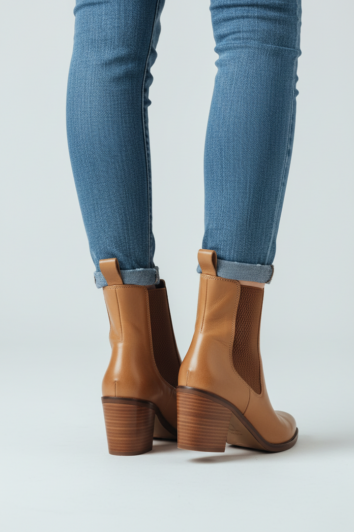 Tan Cognac Leather Chelsea Boots