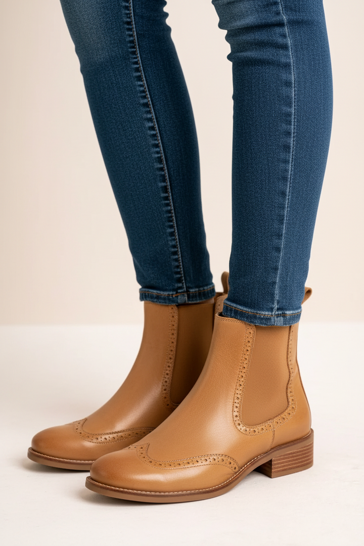 Tan Cognac Leather Chelsea Boots